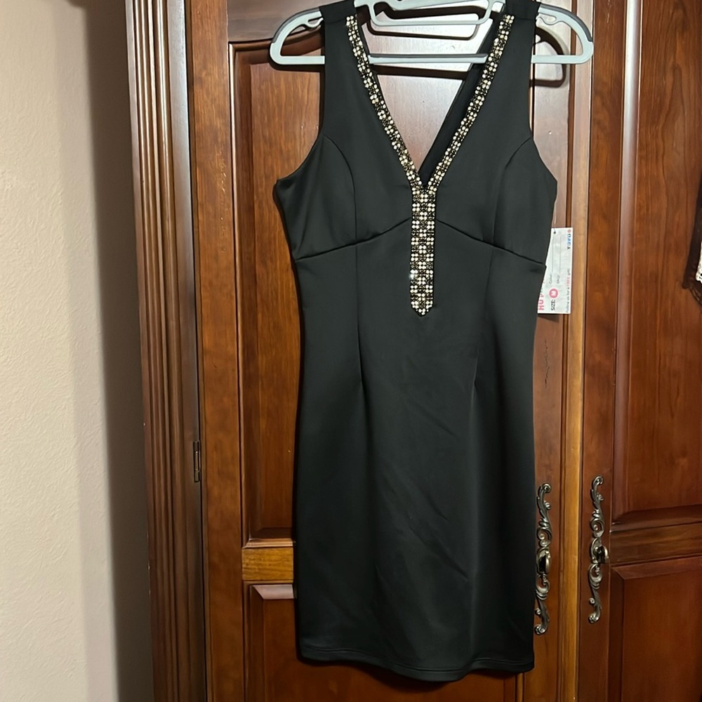 NWT NEON  by BULUX USA black beaded dress Size M